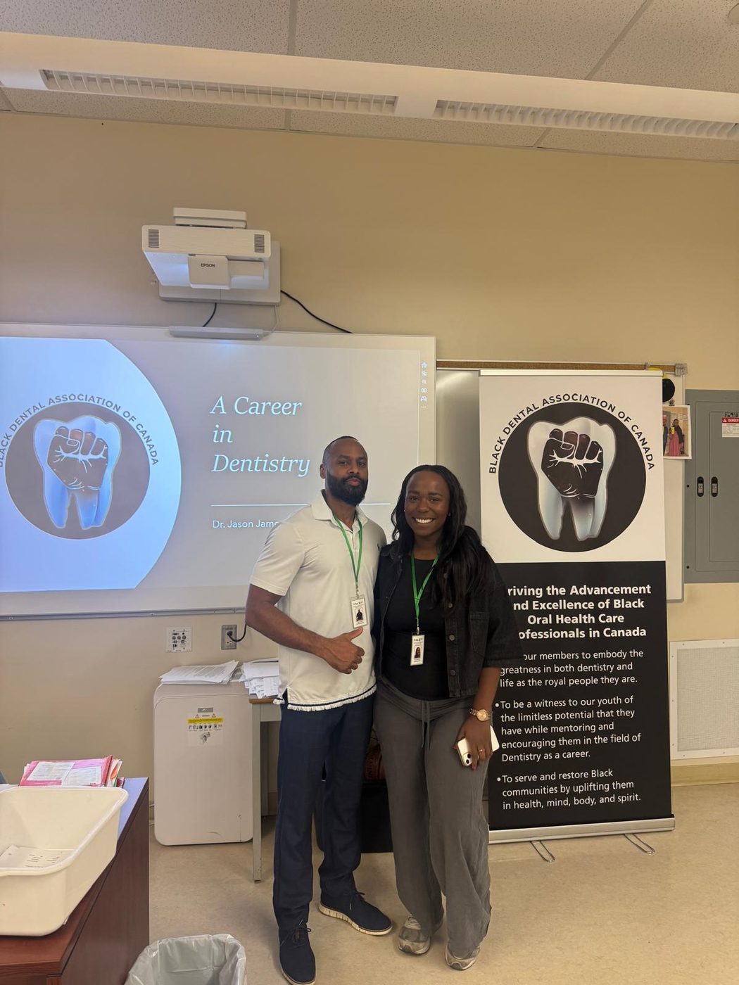 Dr. Jason James at career day at Eastglen High School